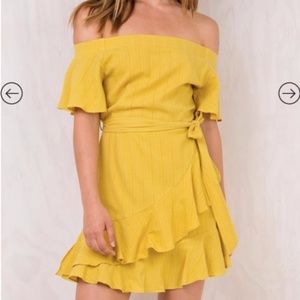 NWOT Princess Polly Yellow Off the Shoulder Dress